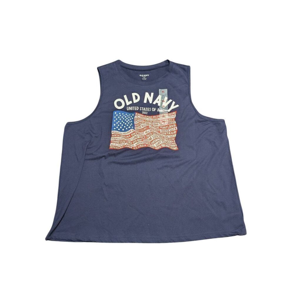 NWT Old Navy Unisex 2022 "United States of All" Flag Graphic Tank Top for Kids X